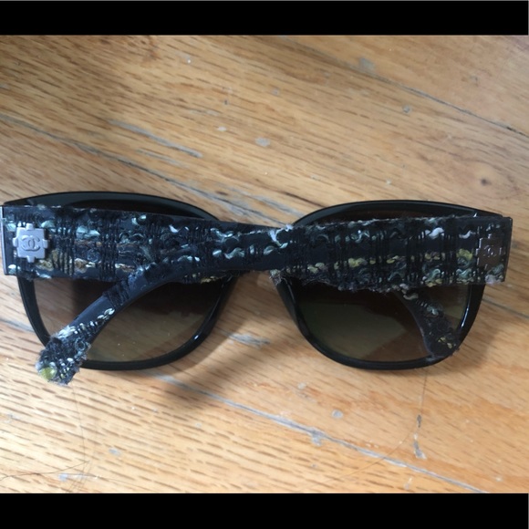 Black Chanel Sunglasses with Fabric Detailing main image 4